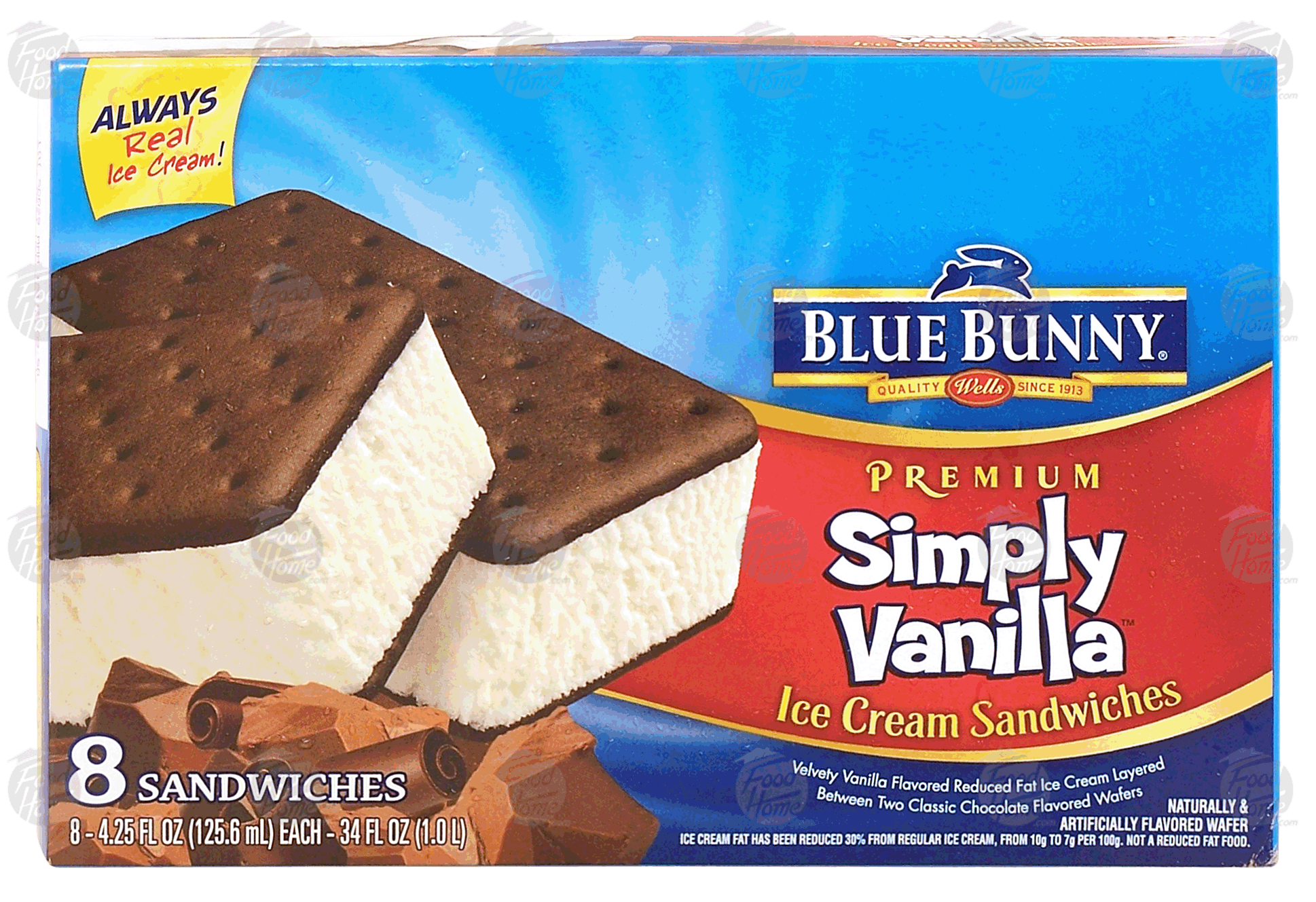 Blue Bunny Simply Vanilla vanilla ice cream sandwiches, 8-count Full-Size Picture